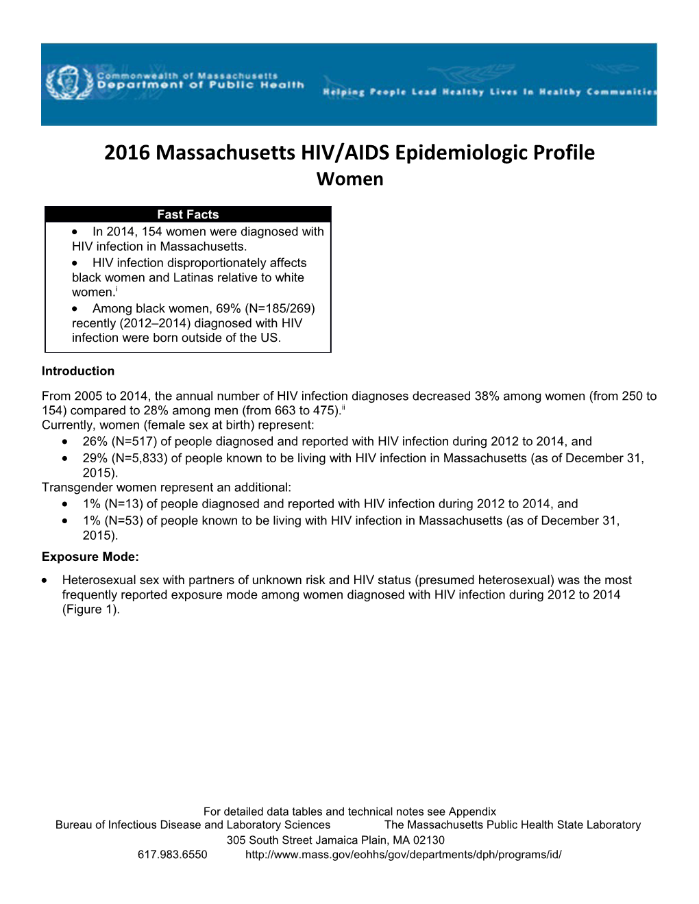 Massachusetts HIV/AIDS Fact Sheet: Women