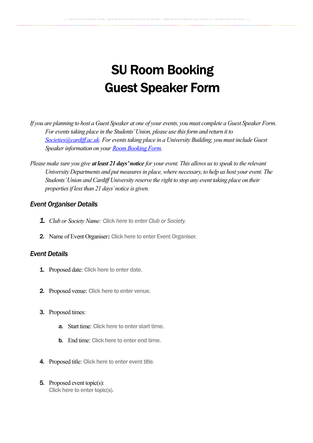 SU Room Bookingguest Speaker Form