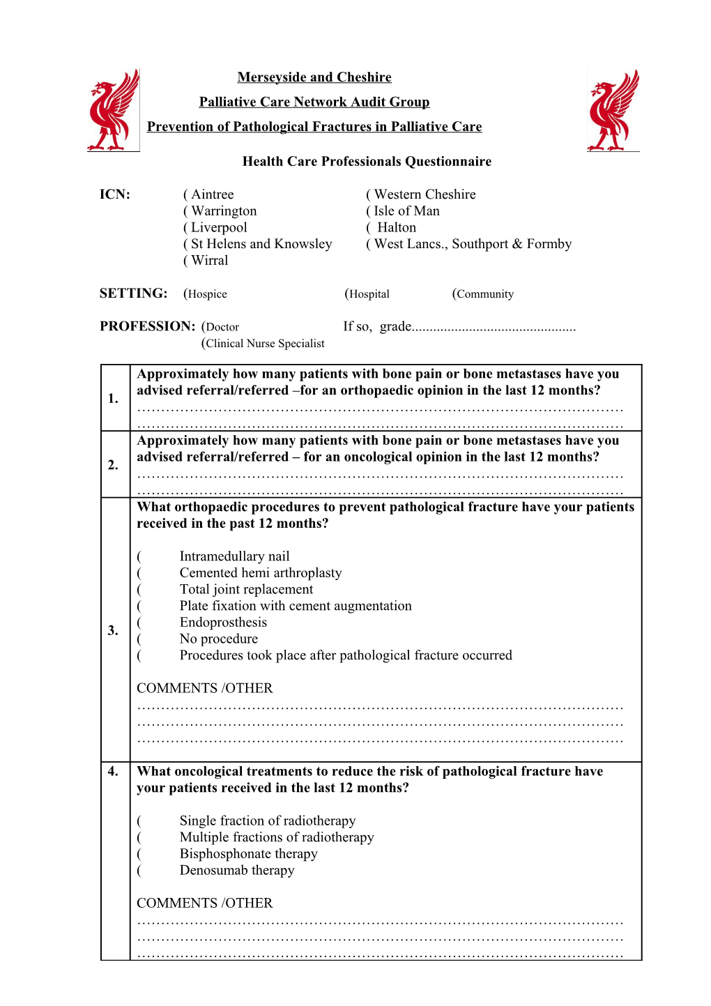 Health Care Professionals Questionnaire