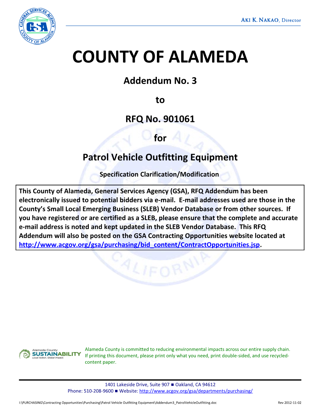 901061 Addendum 3 Patrol Vehicle Outfitting Equipment