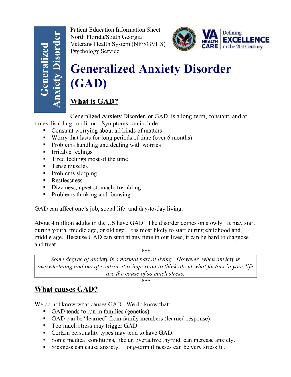 Generalized Anxiety Disorder (GAD)