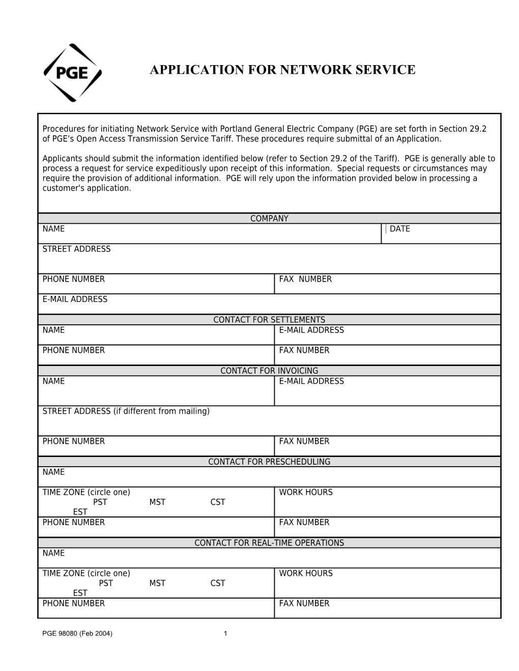 Application for Transmission Service