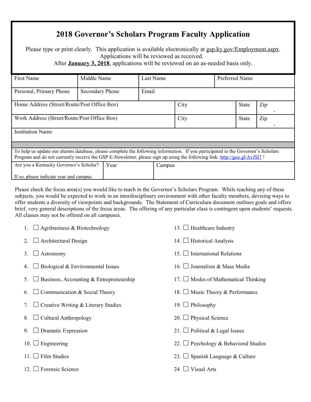 2001 Governor S Scholars Program