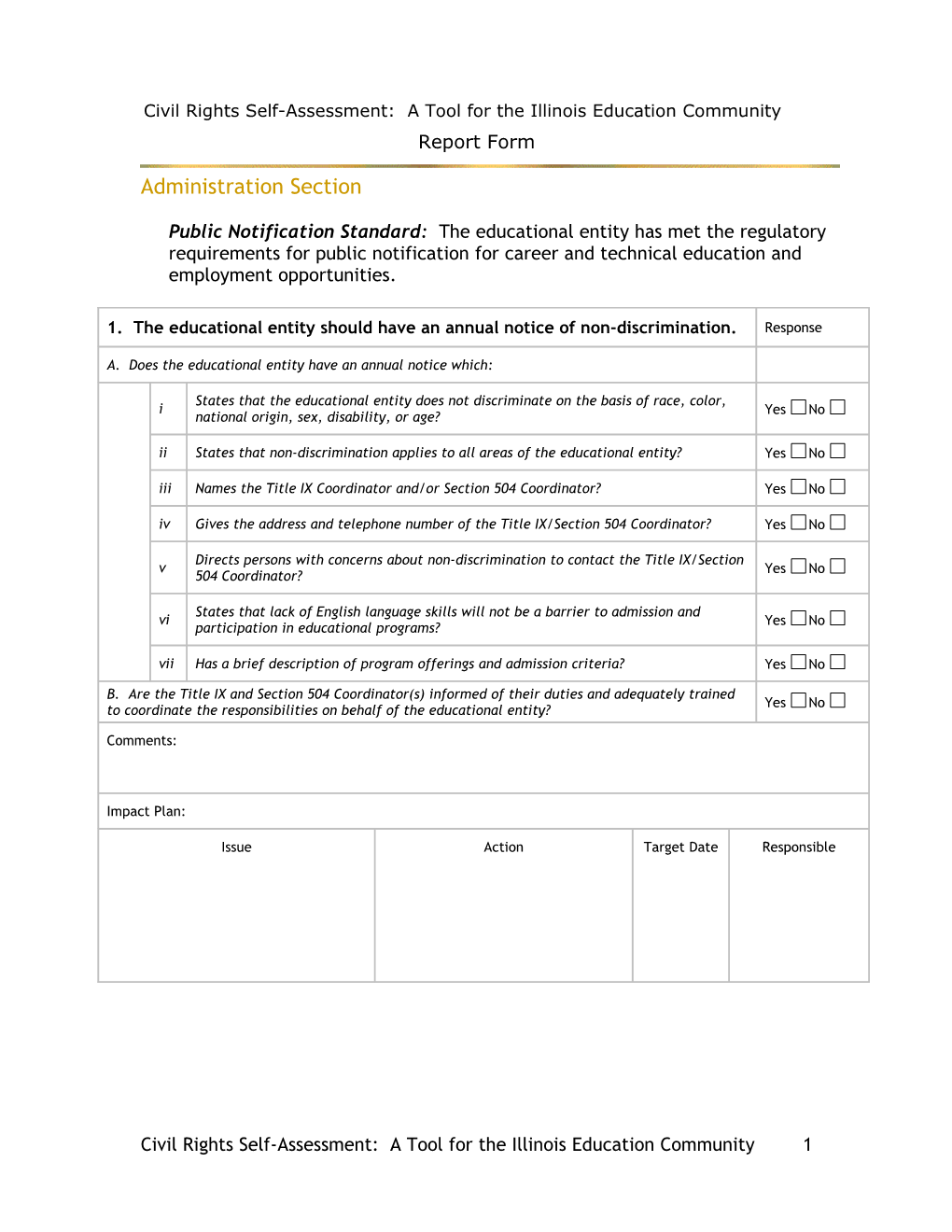 Office of Civil Rights Self-Assessment Tool