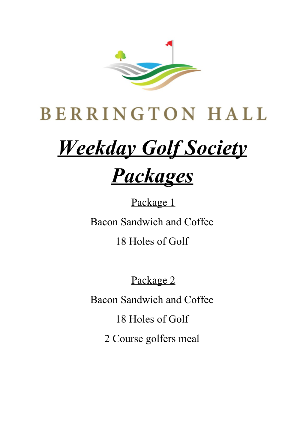 Weekday Golf Society Packages