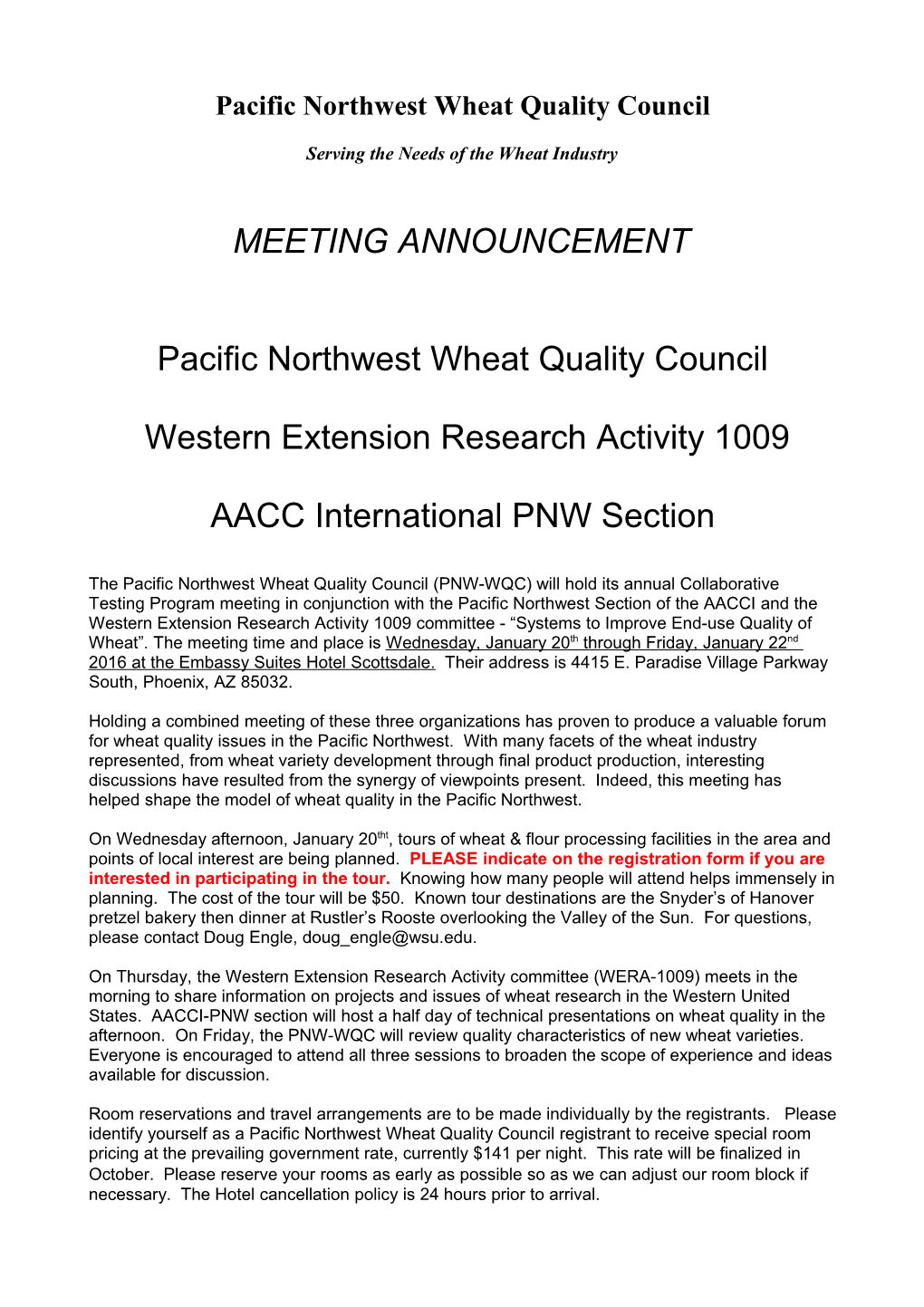 Pacific Northwest Wheat Quality Council