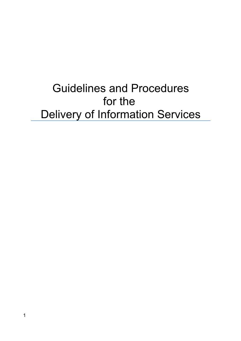 Policies & Procedures Manual for the Provision of Reference Service