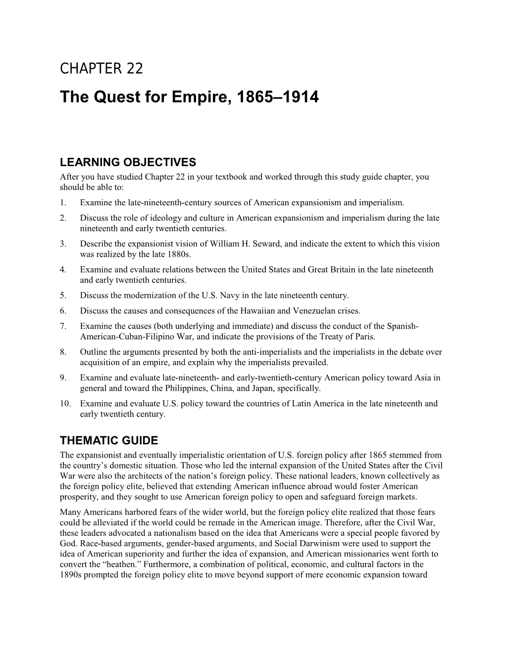 The Quest for Empire, 1865 1914
