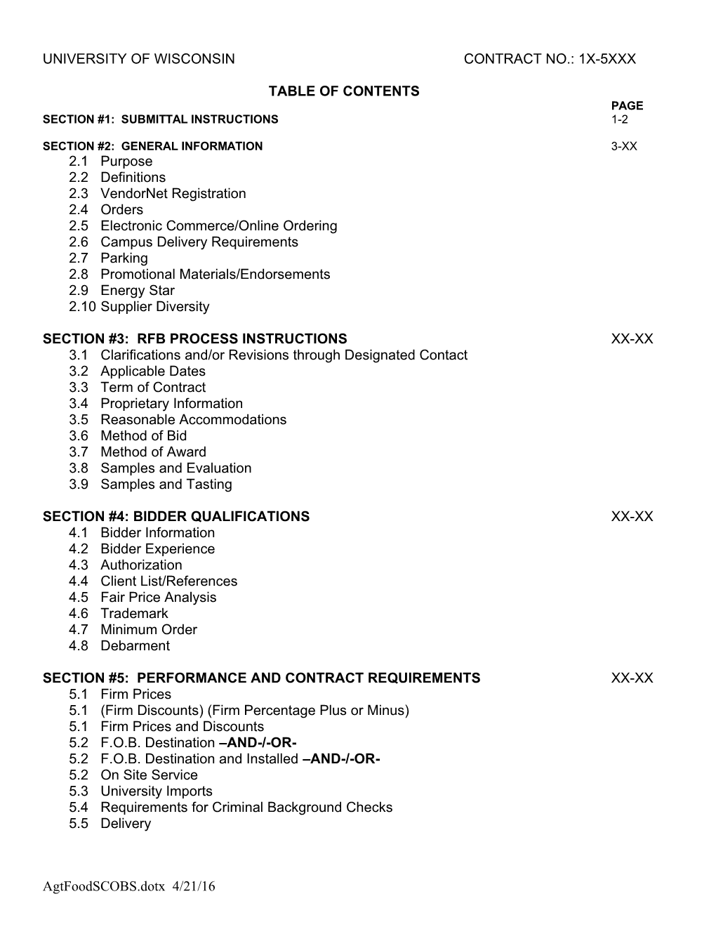 Special Conditions of Bid