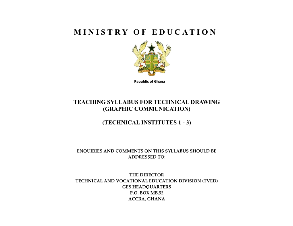 Teaching Syllabus for Technical Drawing