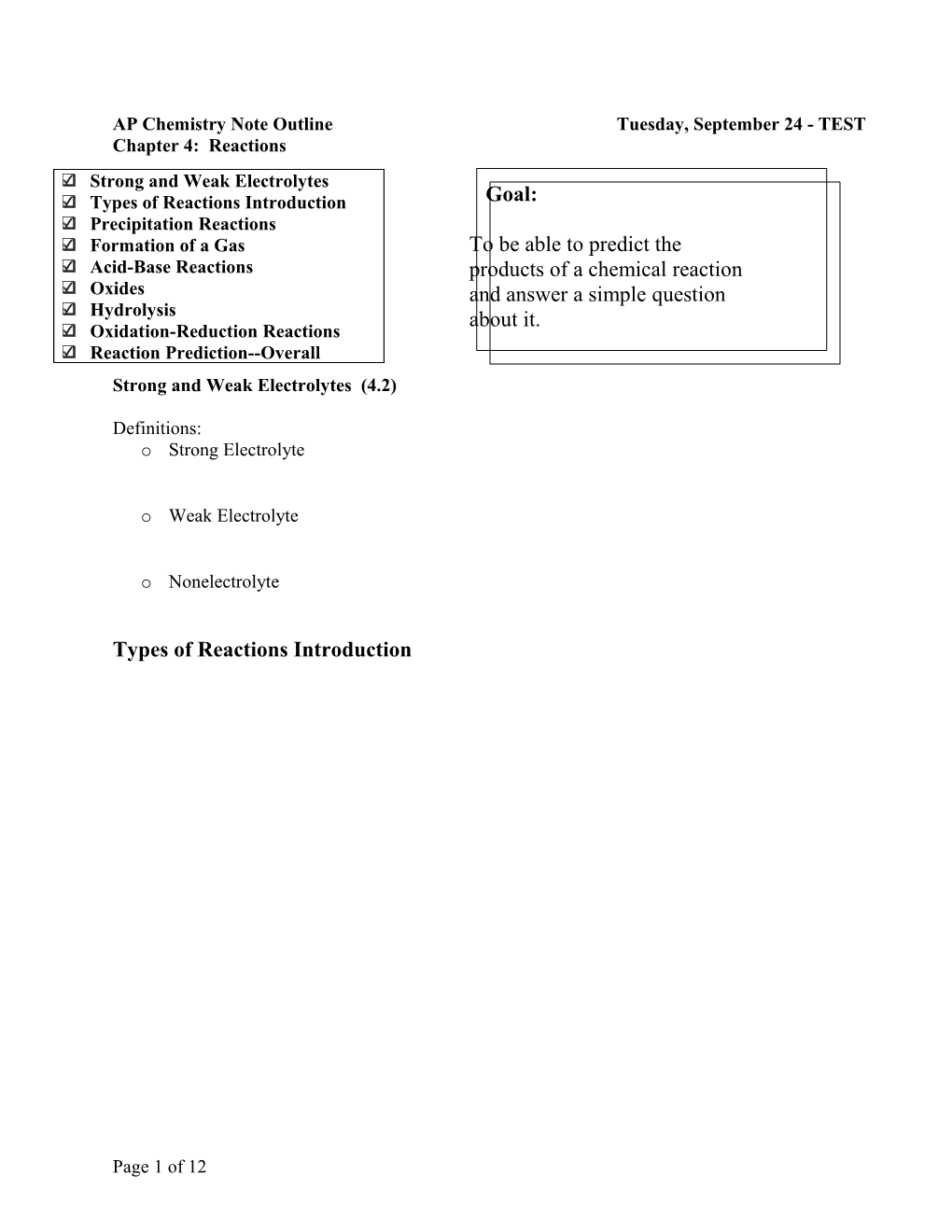 AP Chemistry Note Outline