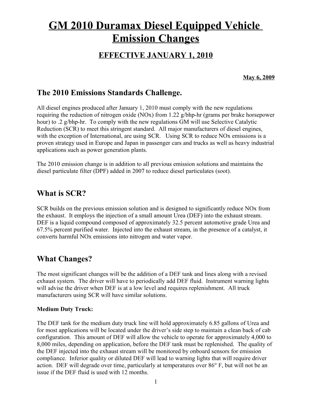 GM 2007I C4500/5500 KODIAK CHANGES EFFECTIVE JANUARY 1, 2007