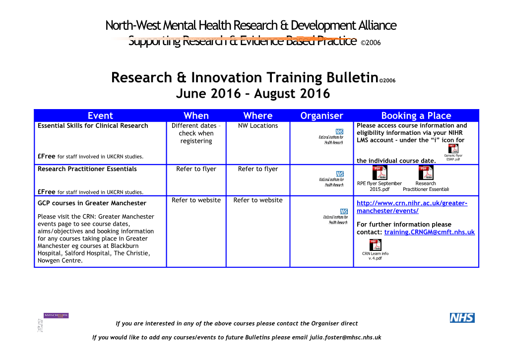 North-West Mental Health Research & Development Alliance