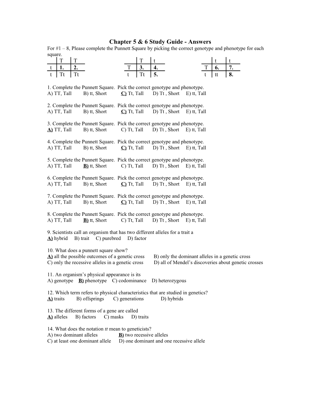 Chapter 56Study Guide - Answers