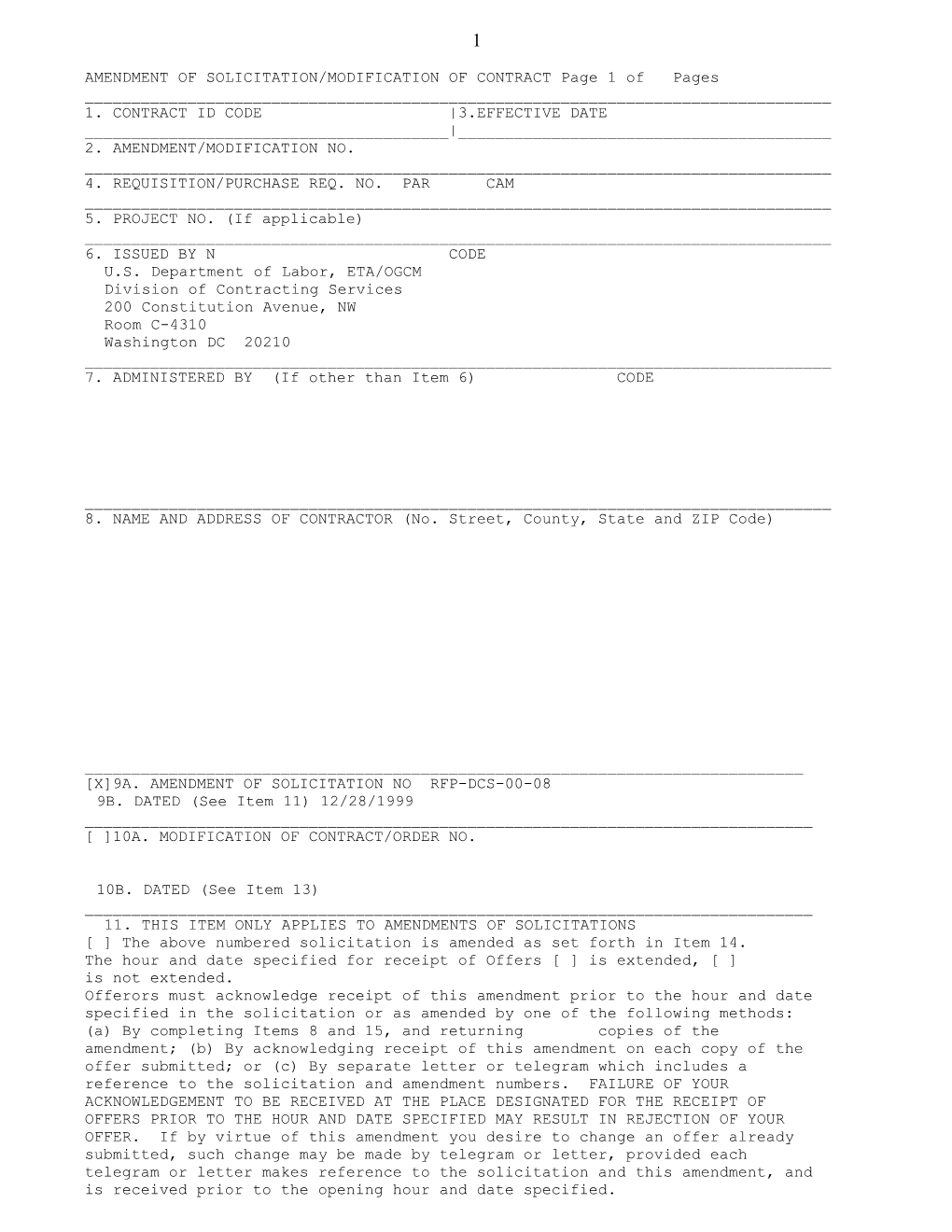 AMENDMENT of SOLICITATION/MODIFICATION of CONTRACT Page 1 of Pages