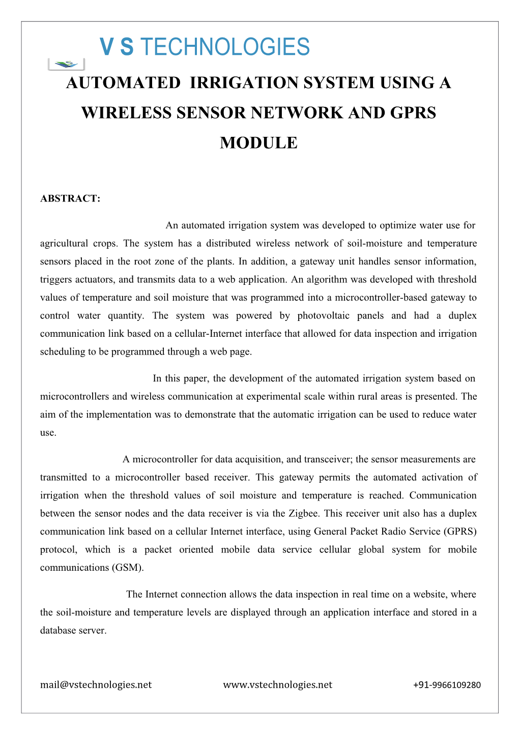 Automated Irrigation System Using a Wireless Sensor Network and Gprs Module