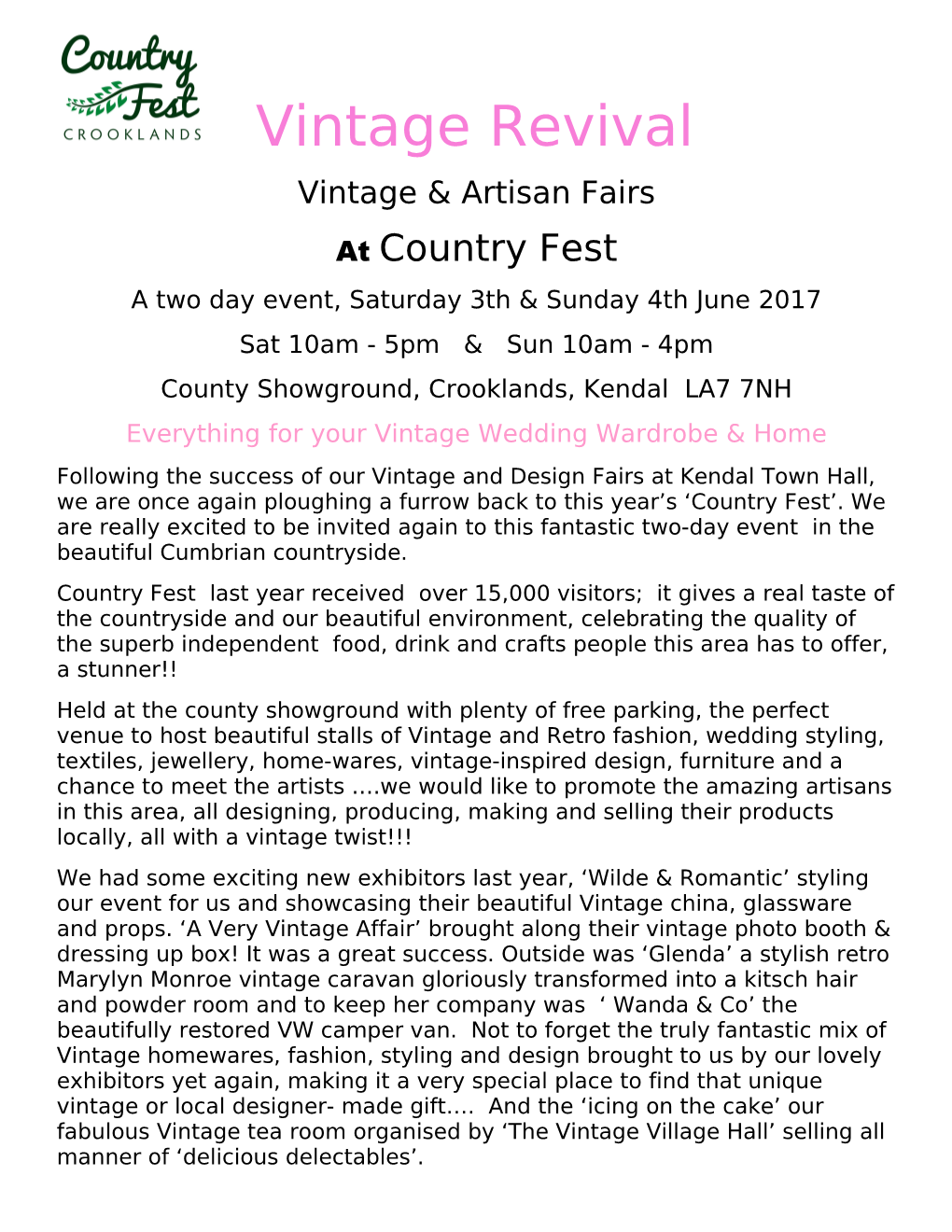 Vintage & Artisan Fairs