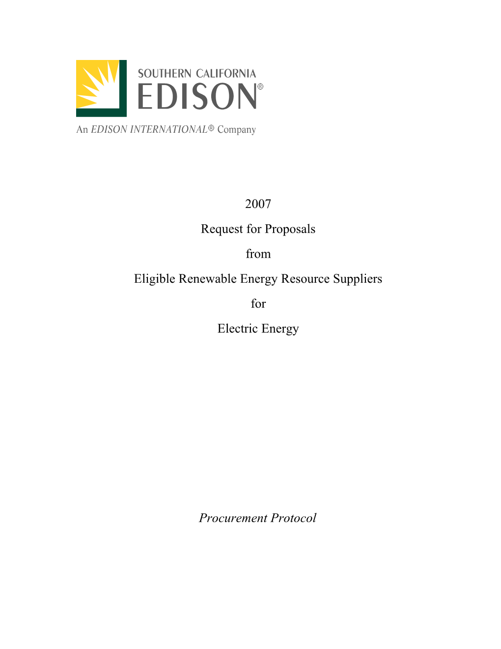 SCE's 2006 Renewable RFP