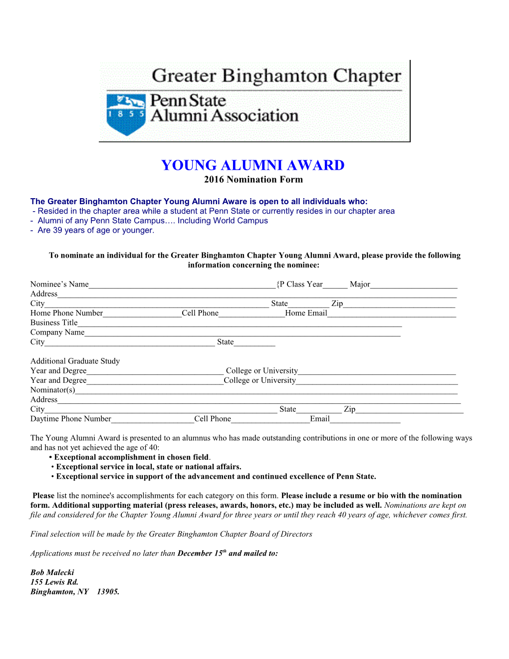 Young Alumni Award