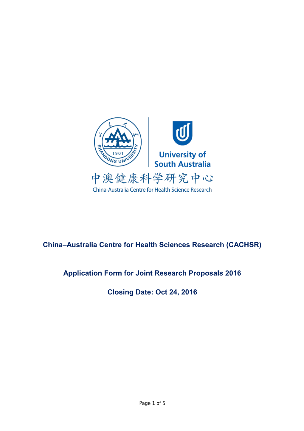 China Australia Centre for Health Sciences Research (CACHSR)