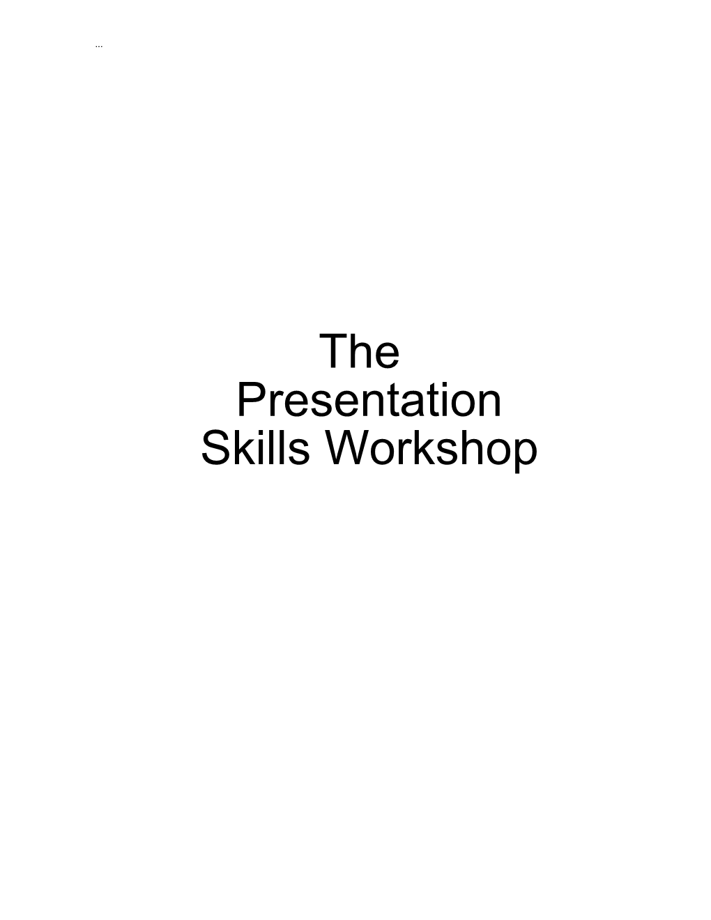 Presentation Skills Workshop s1