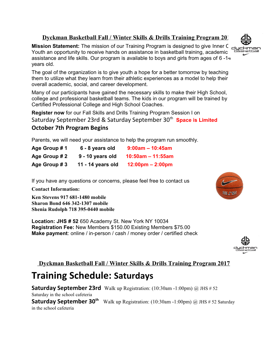 Register Now for Our Fall Skills and Drills Training Programsession Ion