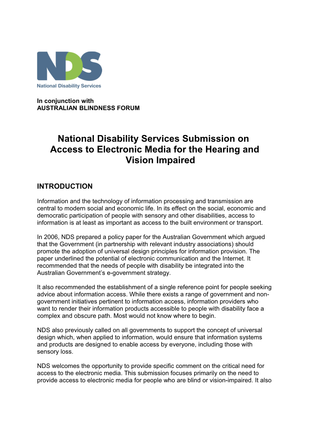 National Disability Services