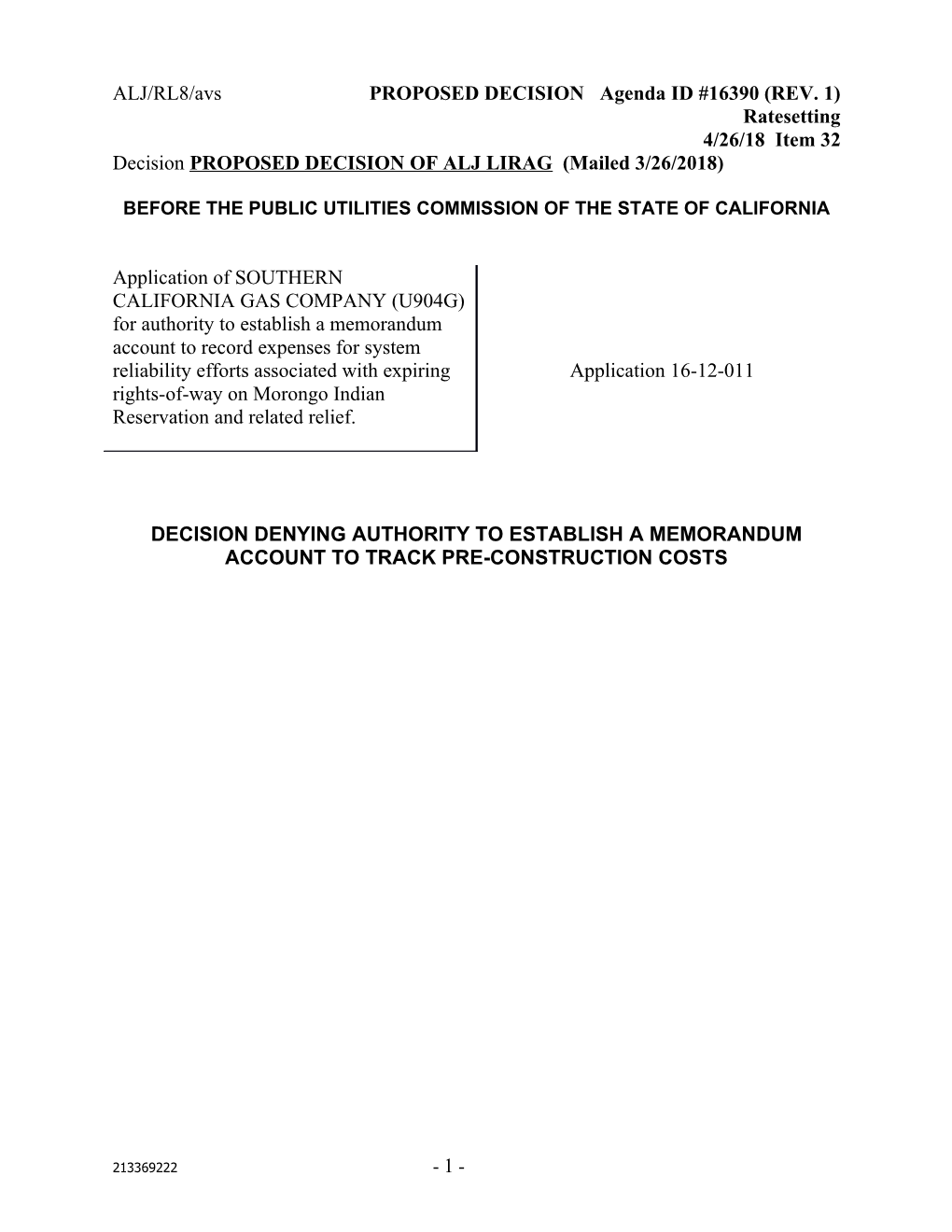 2/9/18 Internal Review Draft; Subject to ALJ Division Review