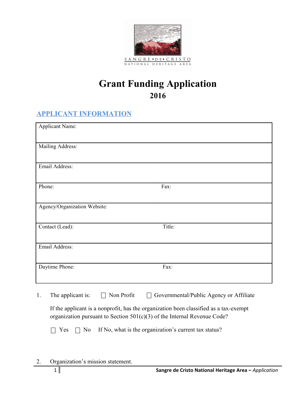 Grant Funding Application