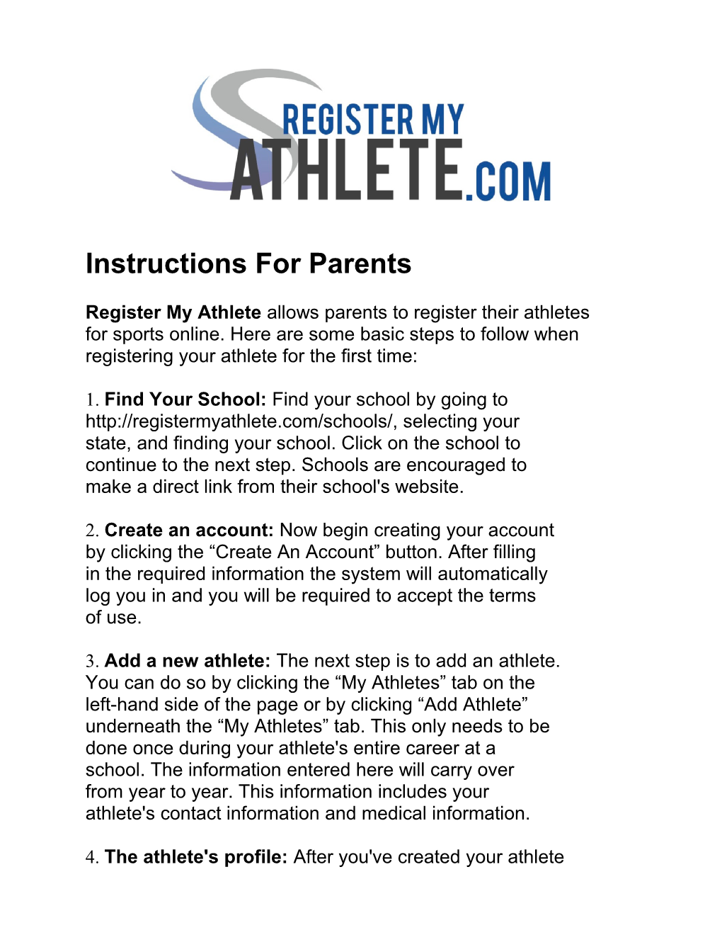 Instructions for Parents