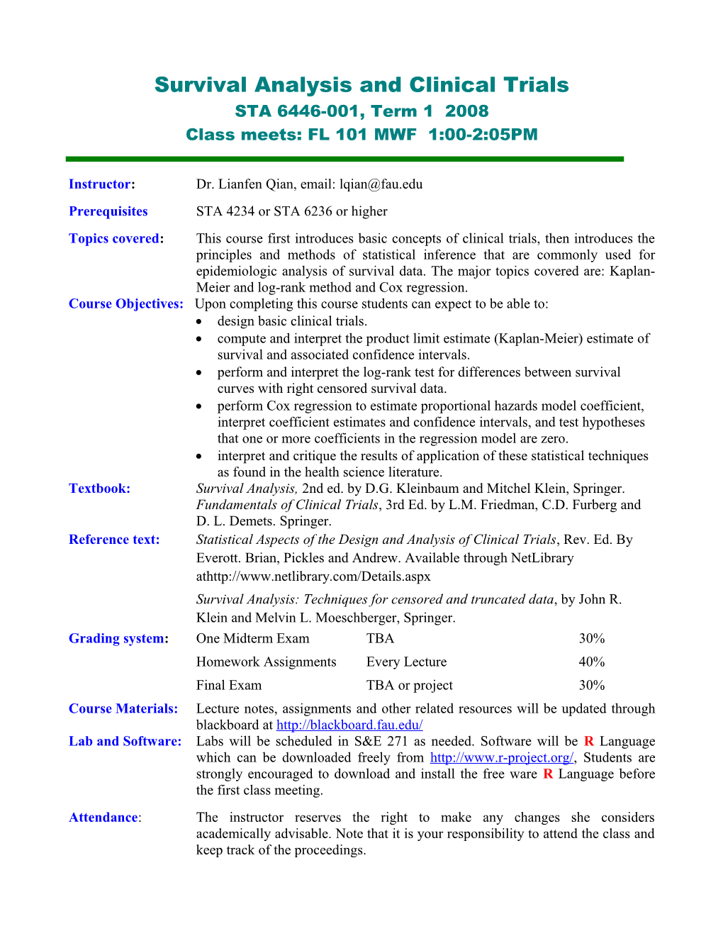 Survival Analysisand Clinical Trials