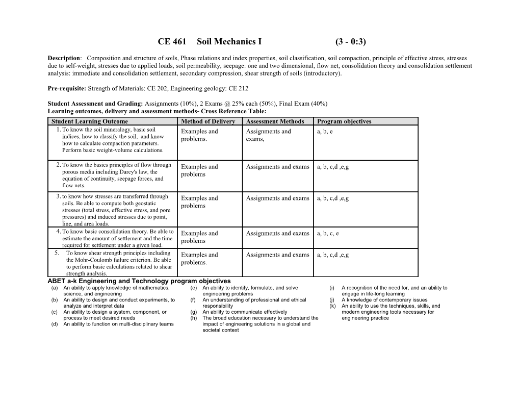 Department of Civil Engineering Program Review