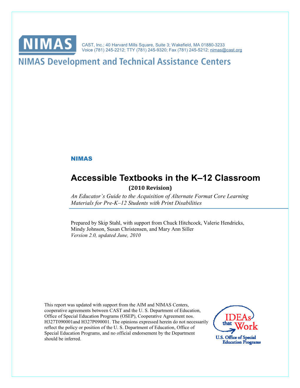 Accessible Textbooks in the Classroom