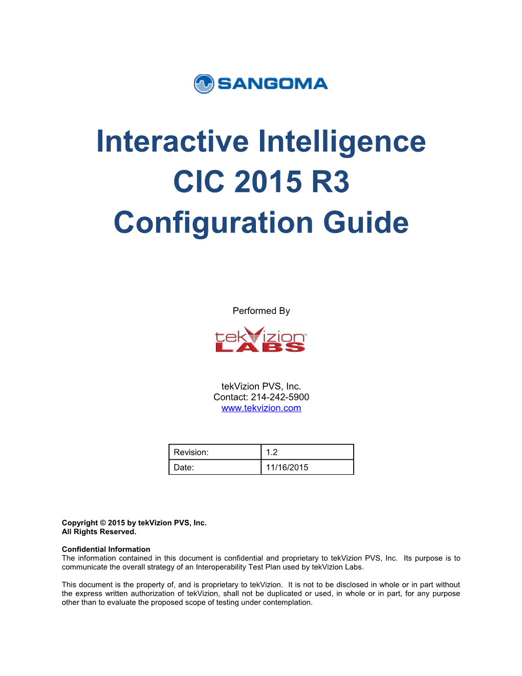 Interactive Intelligence CIC 2015 R3 Configuration Guide