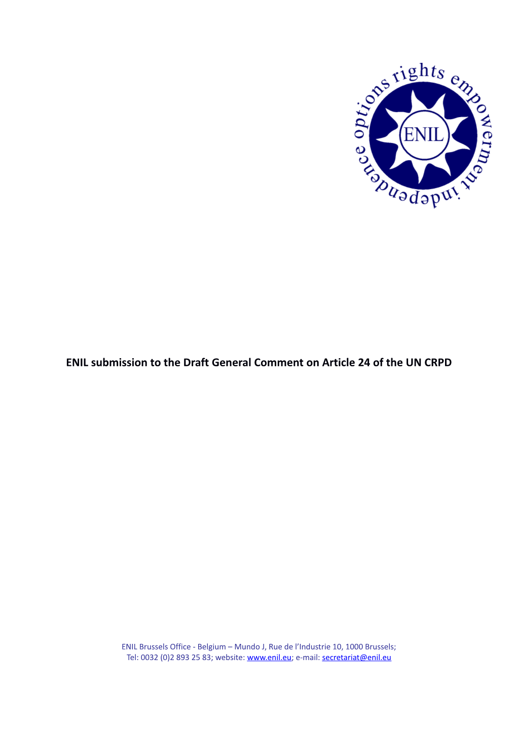 ENIL Submission to the Draft General Comment on Article 24 of the UN CRPD
