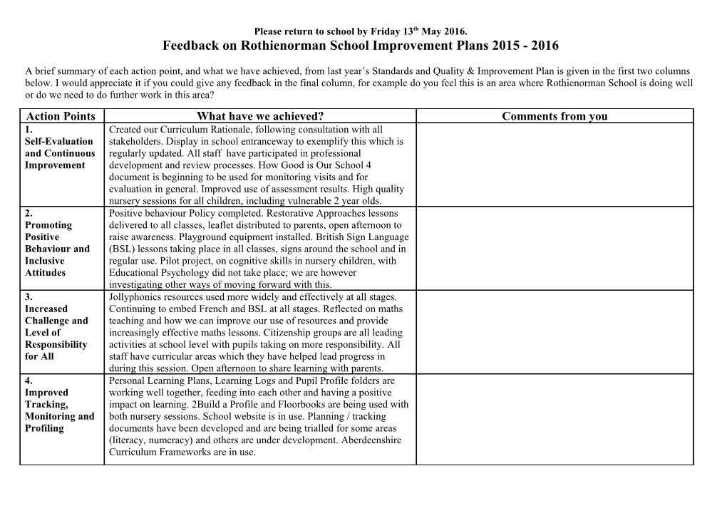 Consultation on Tough School Development Plan