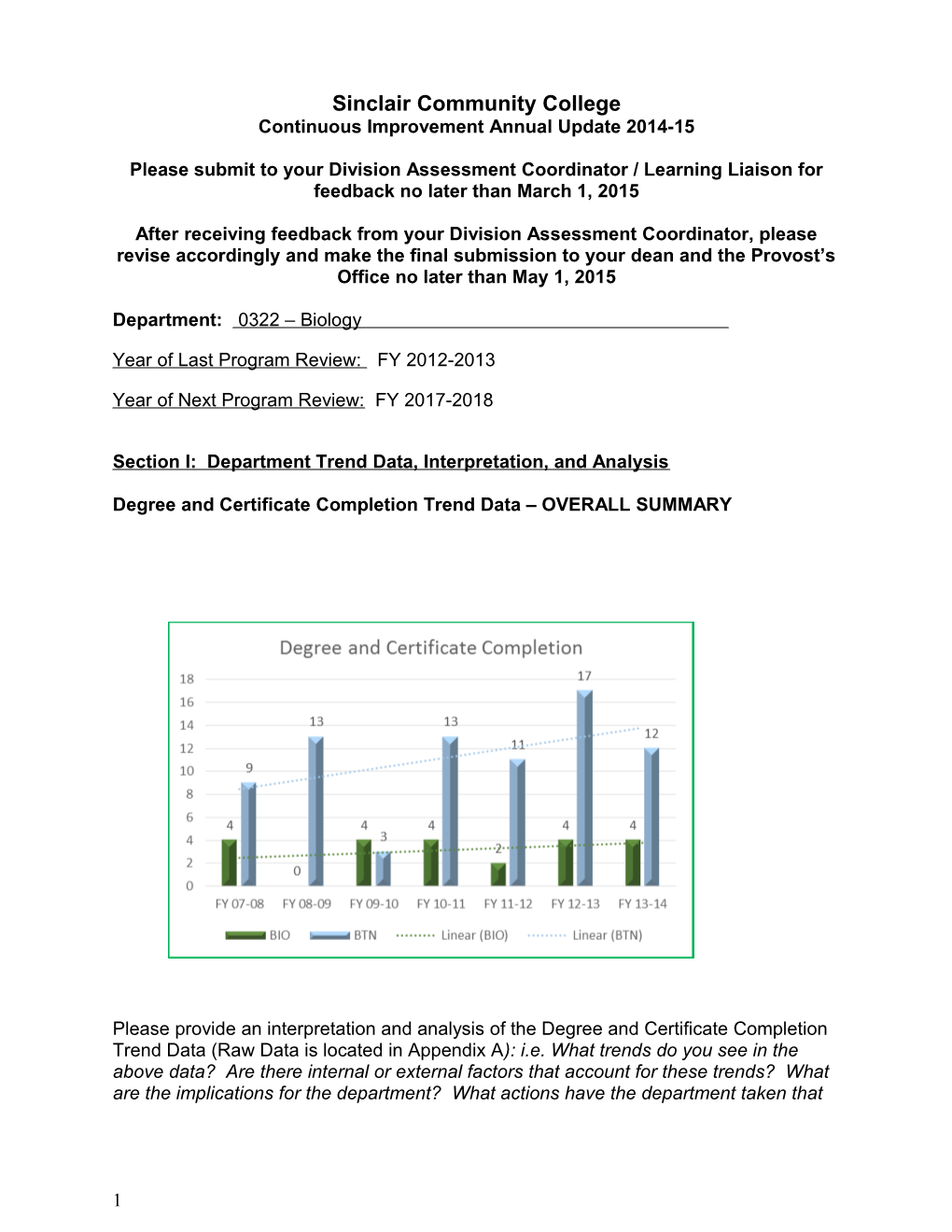Continuous Improvement Annual Update 2014-15