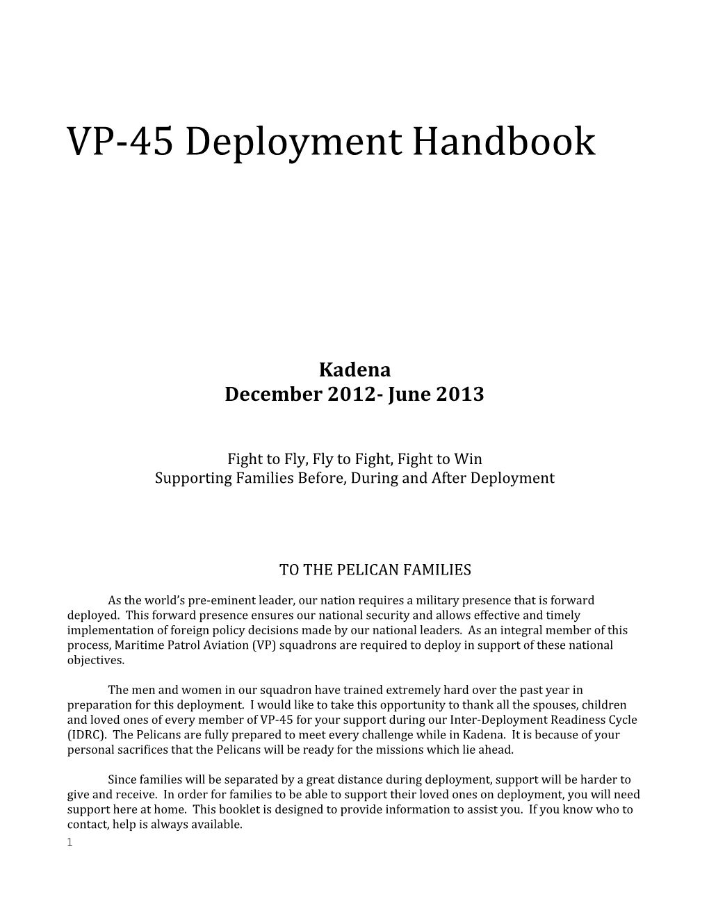 VP-45 2012 Deployment Handbook