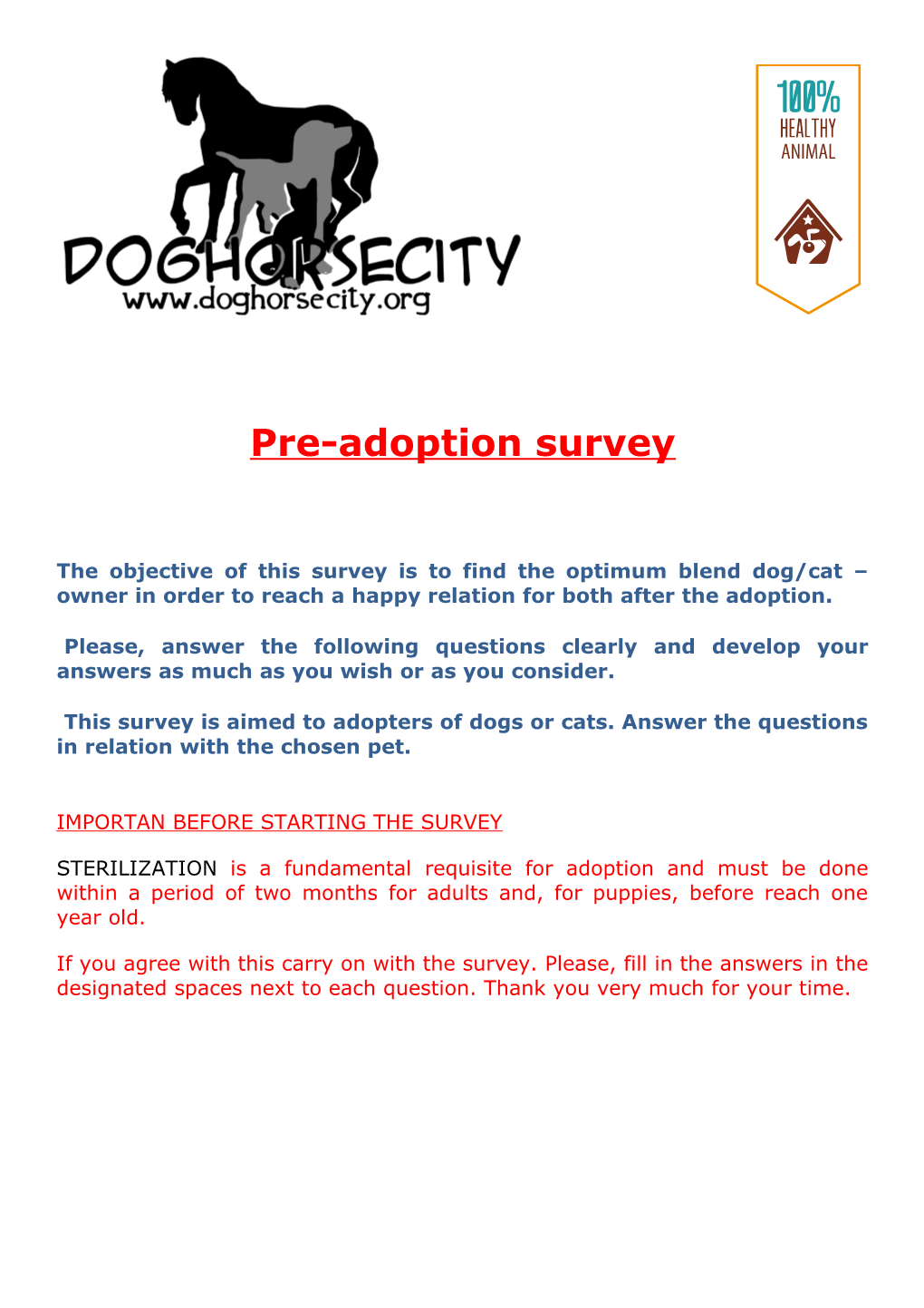 Pre-Adoption Survey