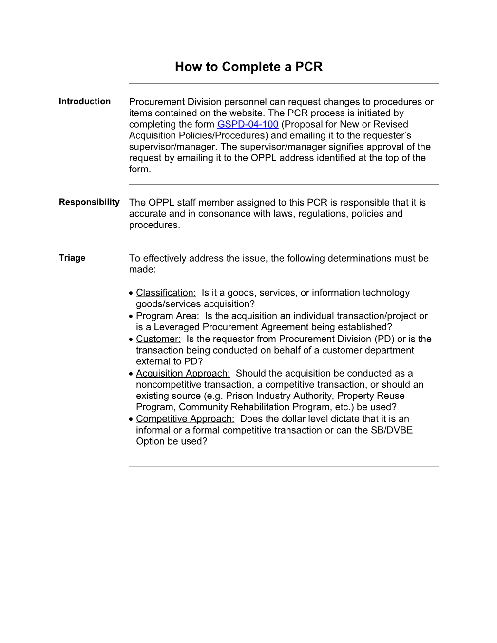 Job Aid: How to Address a PCR