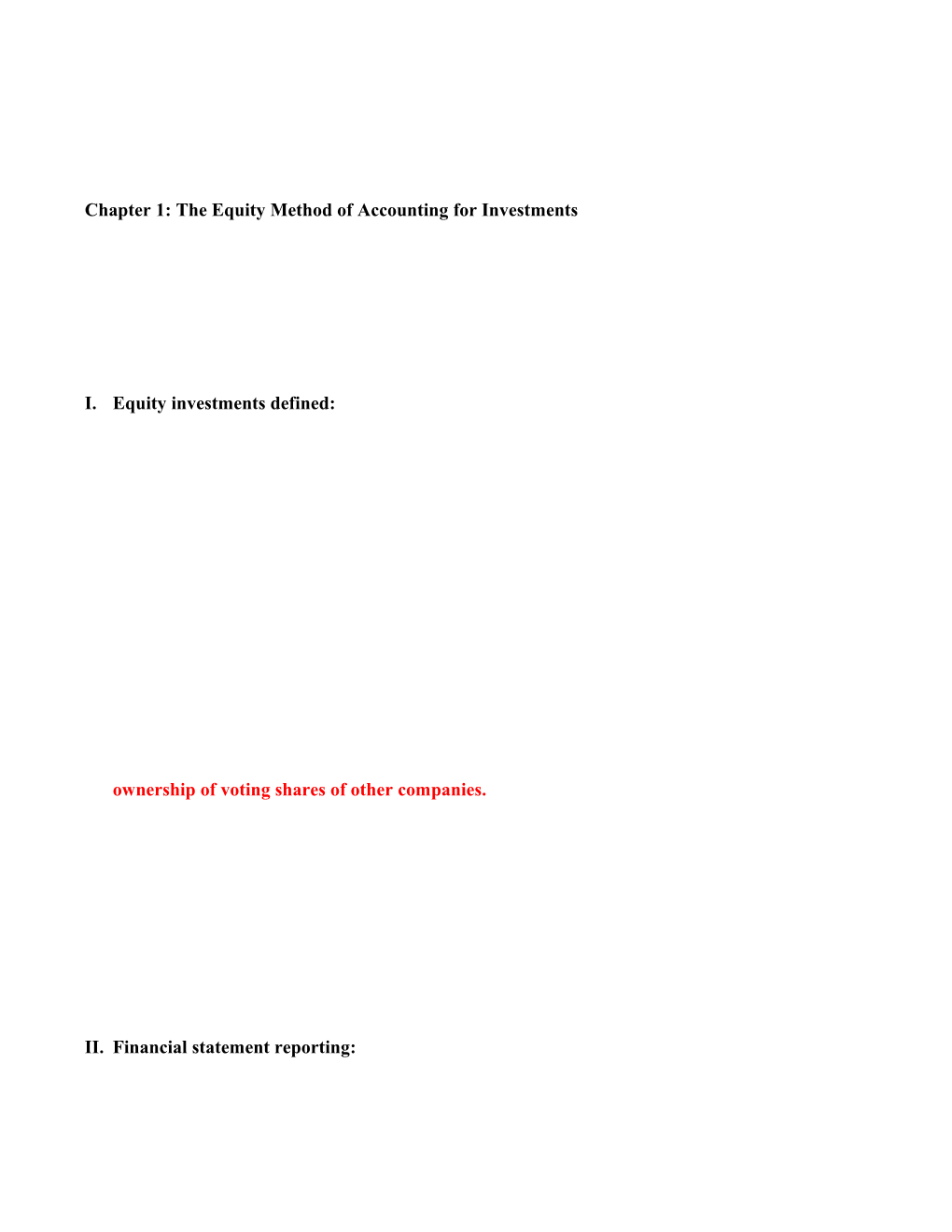 Chapter 1: the Equity Method of Accounting for Investments