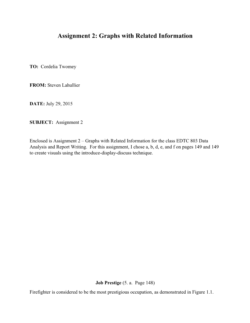 Assignment 2: Graphs with Related Information