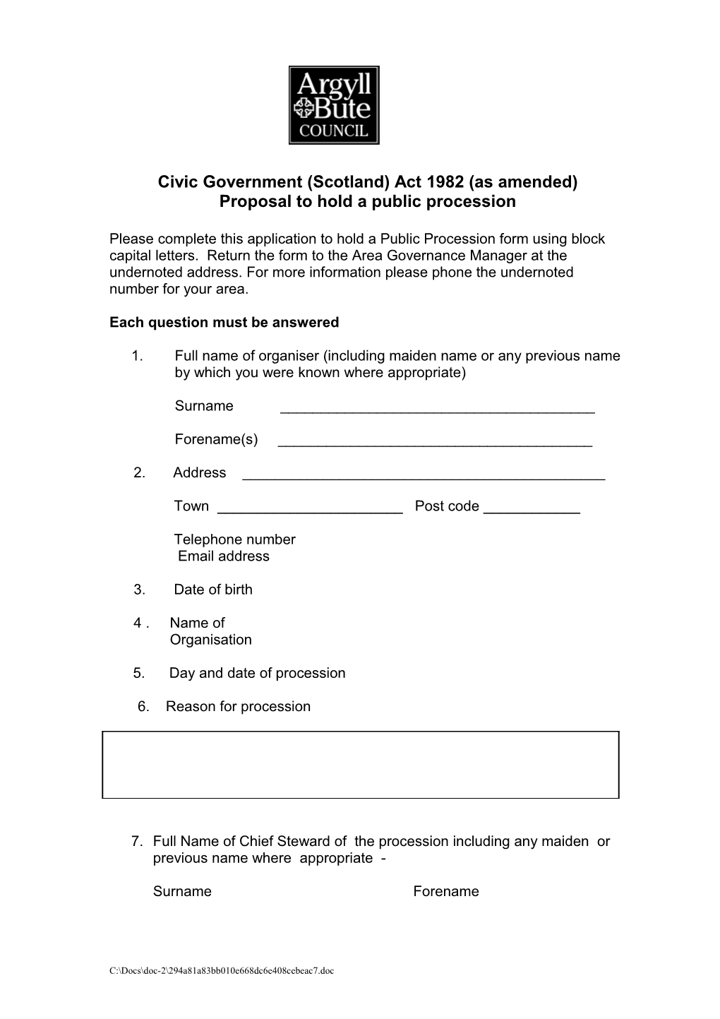 Civic Government (Scotland) Act 1982 (As Amended)