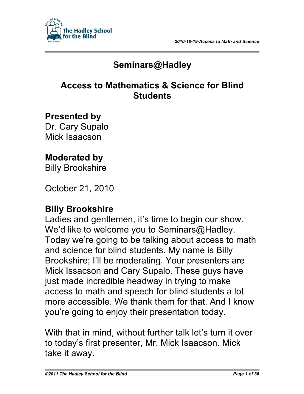 2010-10-19-Access to Math and Science