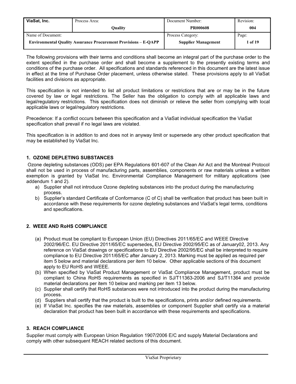 Quality Assurance Procurement Provisions