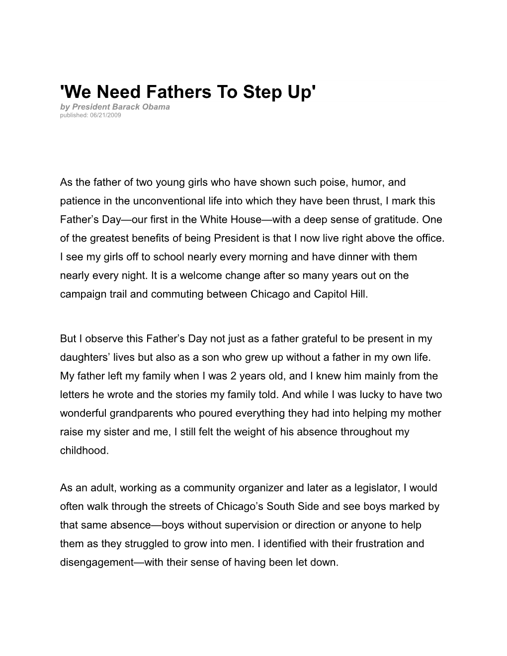 'We Need Fathers to Step Up'