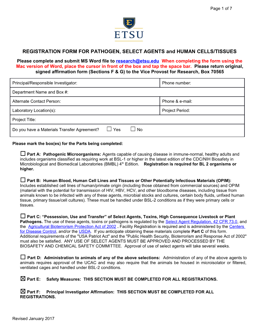 Njms Pathogen & Toxic Registry Form