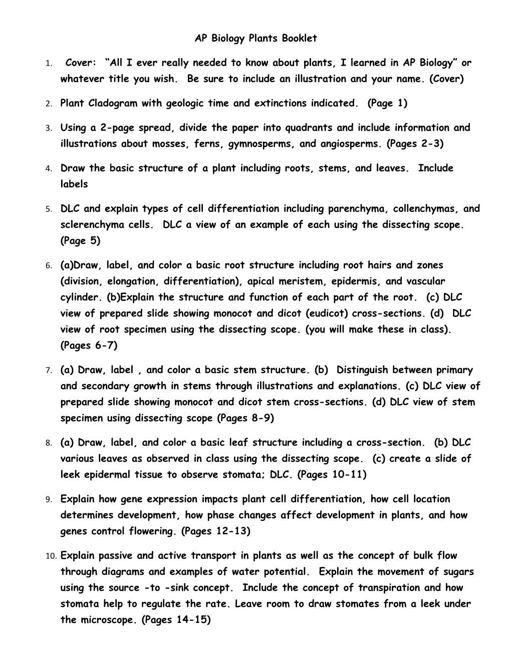 AP Biology Plants Booklet