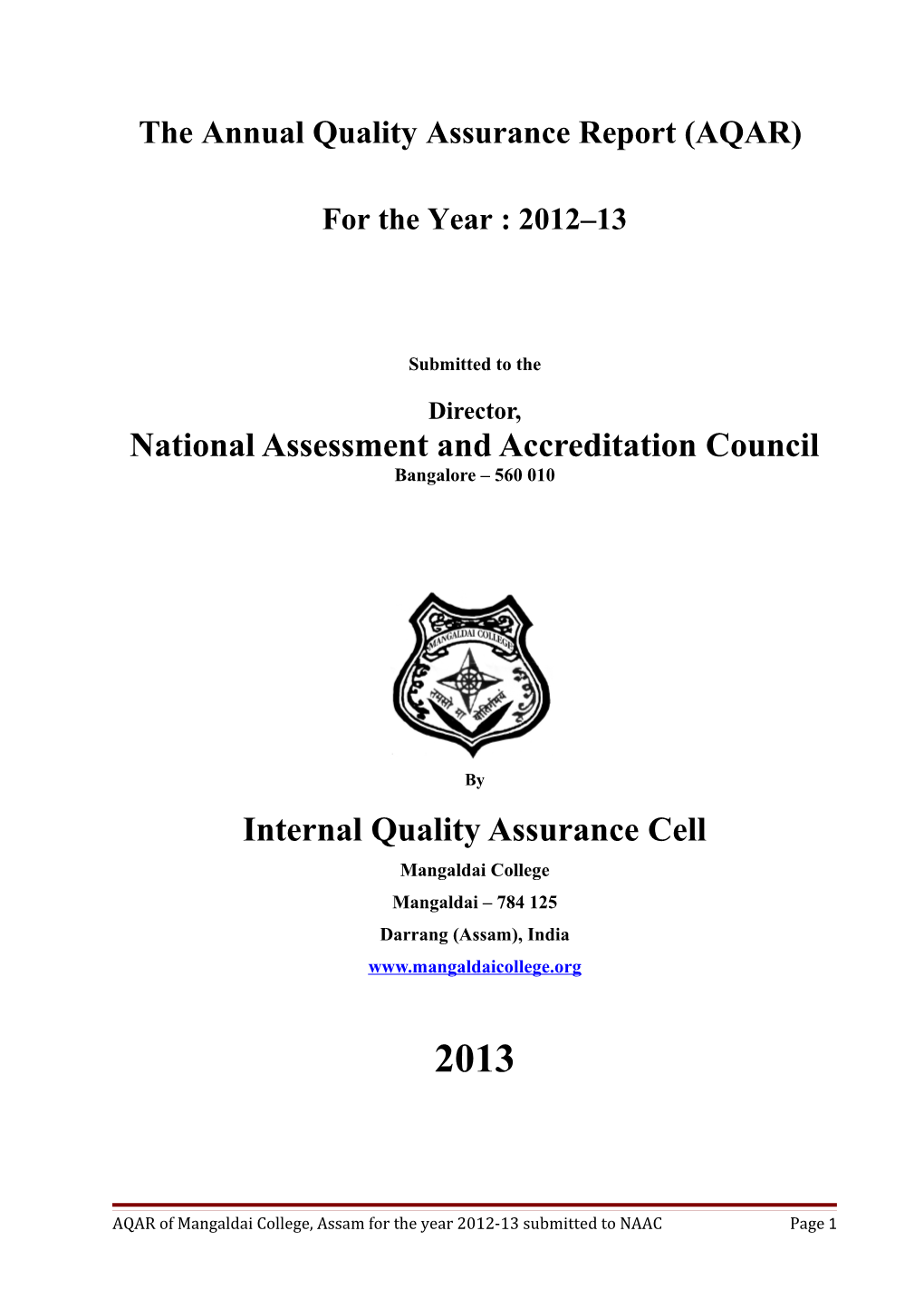 The Annual Quality Assurance Report (AQAR)