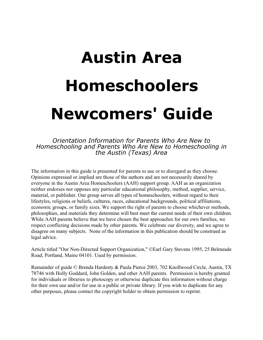 Austin Area Homeschoolers'